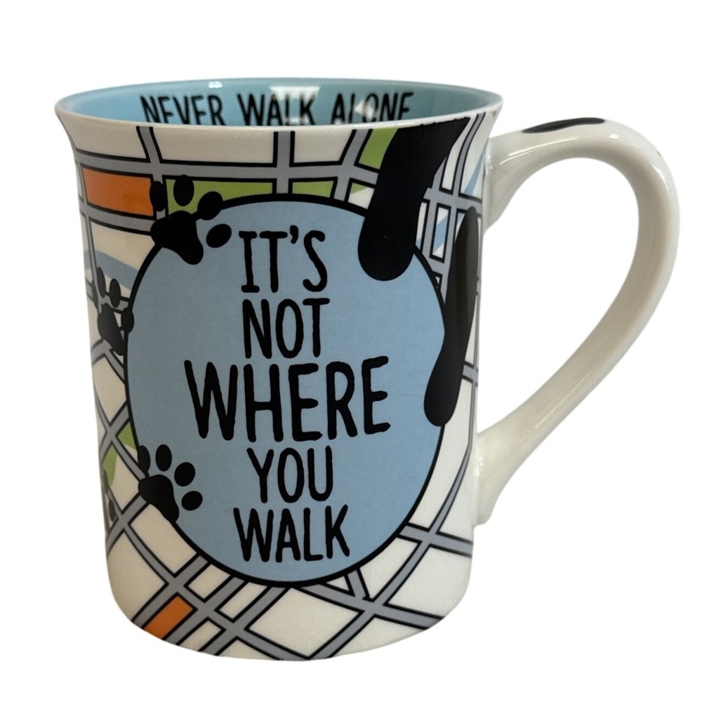 Dog Lover Coffee Mug Never Walk Alone Paw Prints Puppy Pet Ceramic Cup